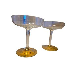 Gold-Trimmed Clear Glass Coupe Cocktail Glasses Set Of 2